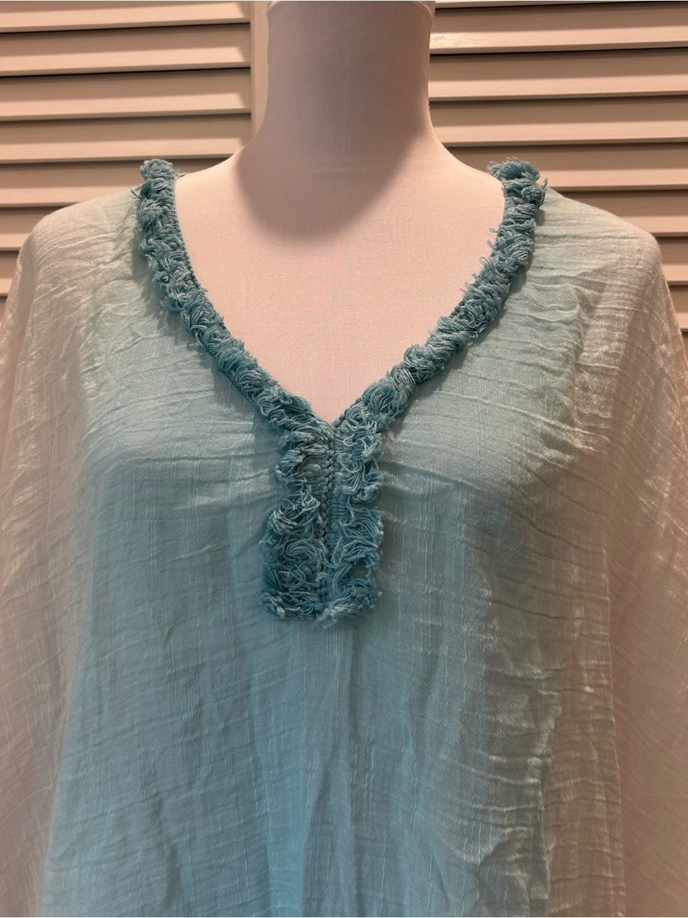 J Jill Women’s Poncho Blue & White Swim Cover-Up Tunic - Picture 2 of 6